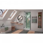 Unidoor-LS 35-36 in. W x 72 in. H Frameless Hinged Shower Door in Satin Black