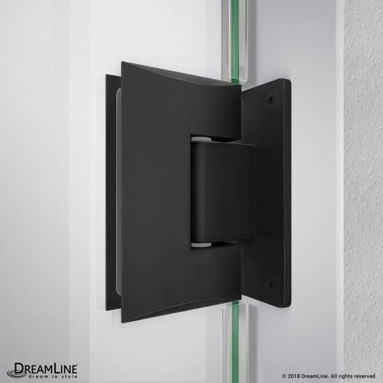 Unidoor-LS 35-36 in. W x 72 in. H Frameless Hinged Shower Door in Satin Black