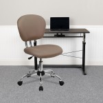 Mid-Back Coffee Brown Mesh Padded Swivel Task Office Chair with Chrome Base