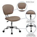 Mid-Back Coffee Brown Mesh Padded Swivel Task Office Chair with Chrome Base