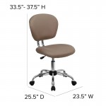 Mid-Back Coffee Brown Mesh Padded Swivel Task Office Chair with Chrome Base