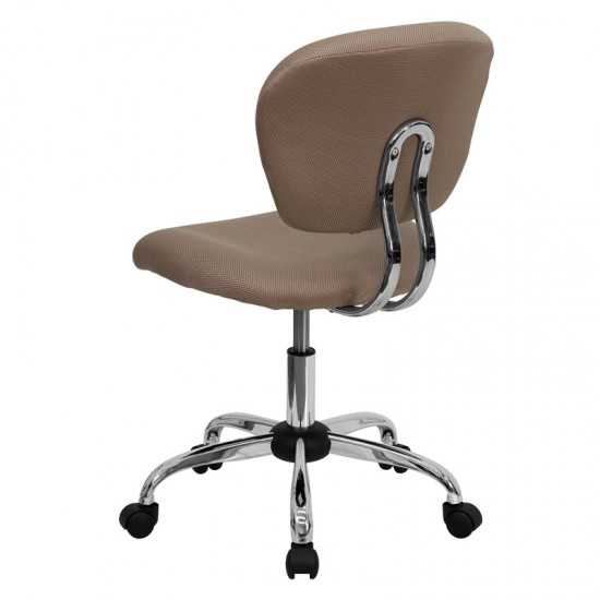 Mid-Back Coffee Brown Mesh Padded Swivel Task Office Chair with Chrome Base