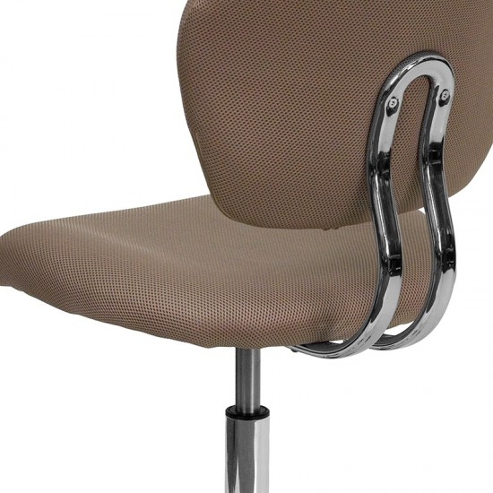 Mid-Back Coffee Brown Mesh Padded Swivel Task Office Chair with Chrome Base