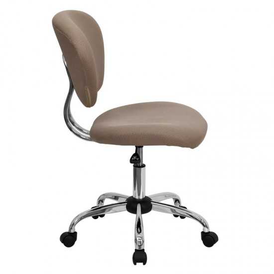 Mid-Back Coffee Brown Mesh Padded Swivel Task Office Chair with Chrome Base