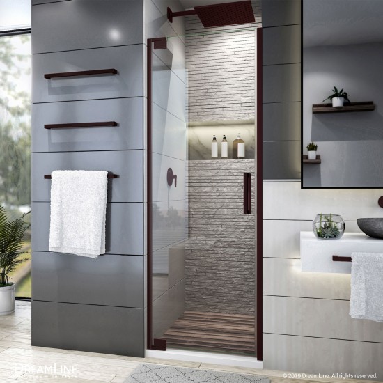 Elegance Plus 34-34 1/2 in. W x 72 in. H Frameless Pivot Shower Door in Oil Rubbed Bronze