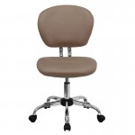 Mid-Back Coffee Brown Mesh Padded Swivel Task Office Chair with Chrome Base