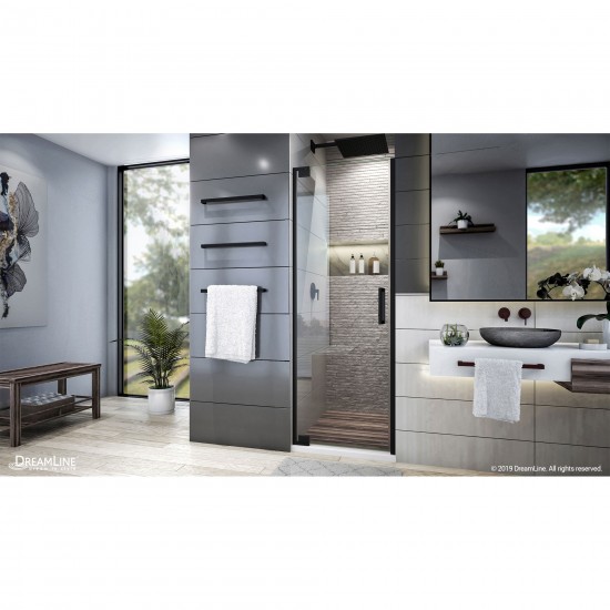 Elegance Plus 34-34 1/2 in. W x 72 in. H Frameless Pivot Shower Door in Satin Black