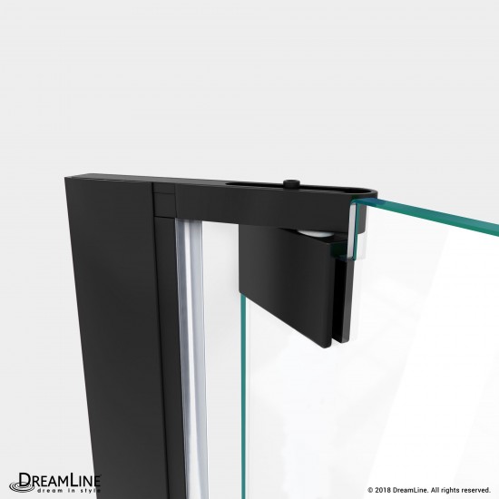 Elegance Plus 34-34 1/2 in. W x 72 in. H Frameless Pivot Shower Door in Satin Black