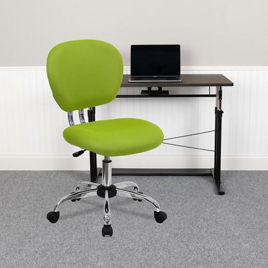 Mid-Back Apple Green Mesh Padded Swivel Task Office Chair with Chrome Base