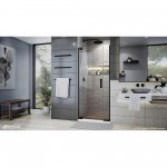 Elegance Plus 30-30 3/4 in. W x 72 in. H Frameless Pivot Shower Door in Satin Black