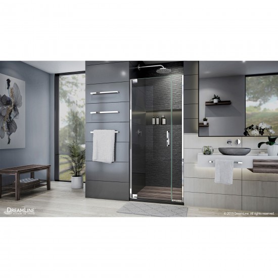 Elegance Plus 34-34 3/4 in. W x 72 in. H Frameless Pivot Shower Door in Chrome