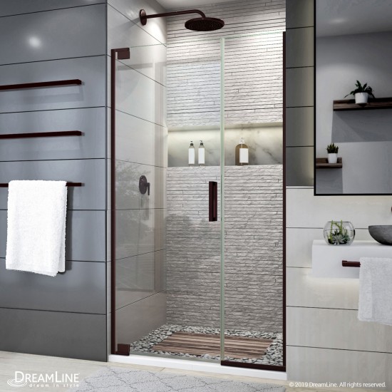 Elegance Plus 39 3/4 - 40 1/2 in. W x 72 in. H Frameless Pivot Shower Door in Oil Rubbed Bronze