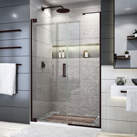 Elegance Plus 46-46 3/4 in. W x 72 in. H Frameless Pivot Shower Door in Oil Rubbed Bronze