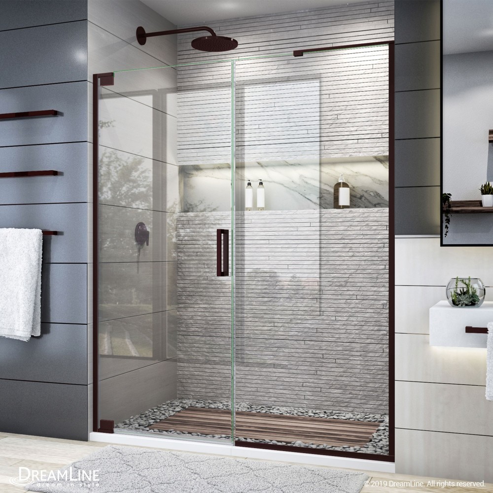 Elegance Plus 58-58 3/4 in. W x 72 in. H Frameless Pivot Shower Door in Oil Rubbed Bronze