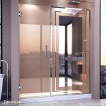 Unidoor Mira 58-58 1/4 in. W x 72 in. H Frameless Hinged Shower Door in Chrome