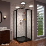 Cornerview 42 in. D x 42 in. W x 74 3/4 in. H Framed Sliding Shower Enclosure and Shower Base Kit in Satin Black