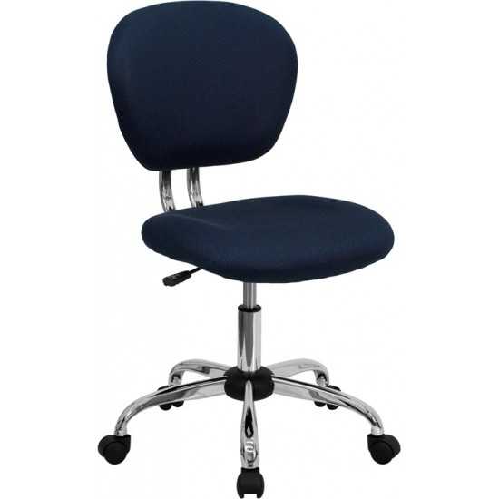 Mid-Back Navy Mesh Padded Swivel Task Office Chair with Chrome Base