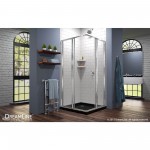 Cornerview 42 in. D x 42 in. W x 74 3/4 in. H Framed Sliding Shower Enclosure in Chrome with Black Acrylic Base Kit