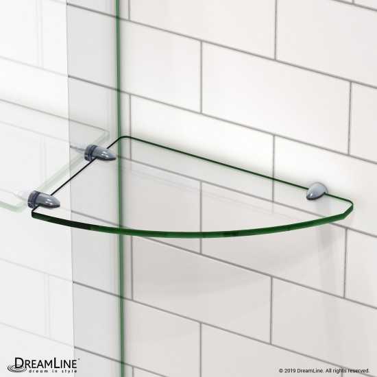12 in. x 8 in. Corner Glass Shelf in Chrome