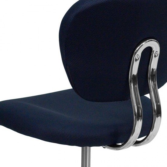 Mid-Back Navy Mesh Padded Swivel Task Office Chair with Chrome Base