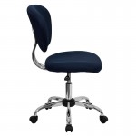 Mid-Back Navy Mesh Padded Swivel Task Office Chair with Chrome Base