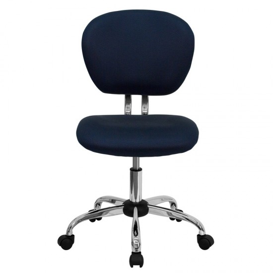 Mid-Back Navy Mesh Padded Swivel Task Office Chair with Chrome Base
