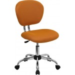 Mid-Back Orange Mesh Padded Swivel Task Office Chair with Chrome Base