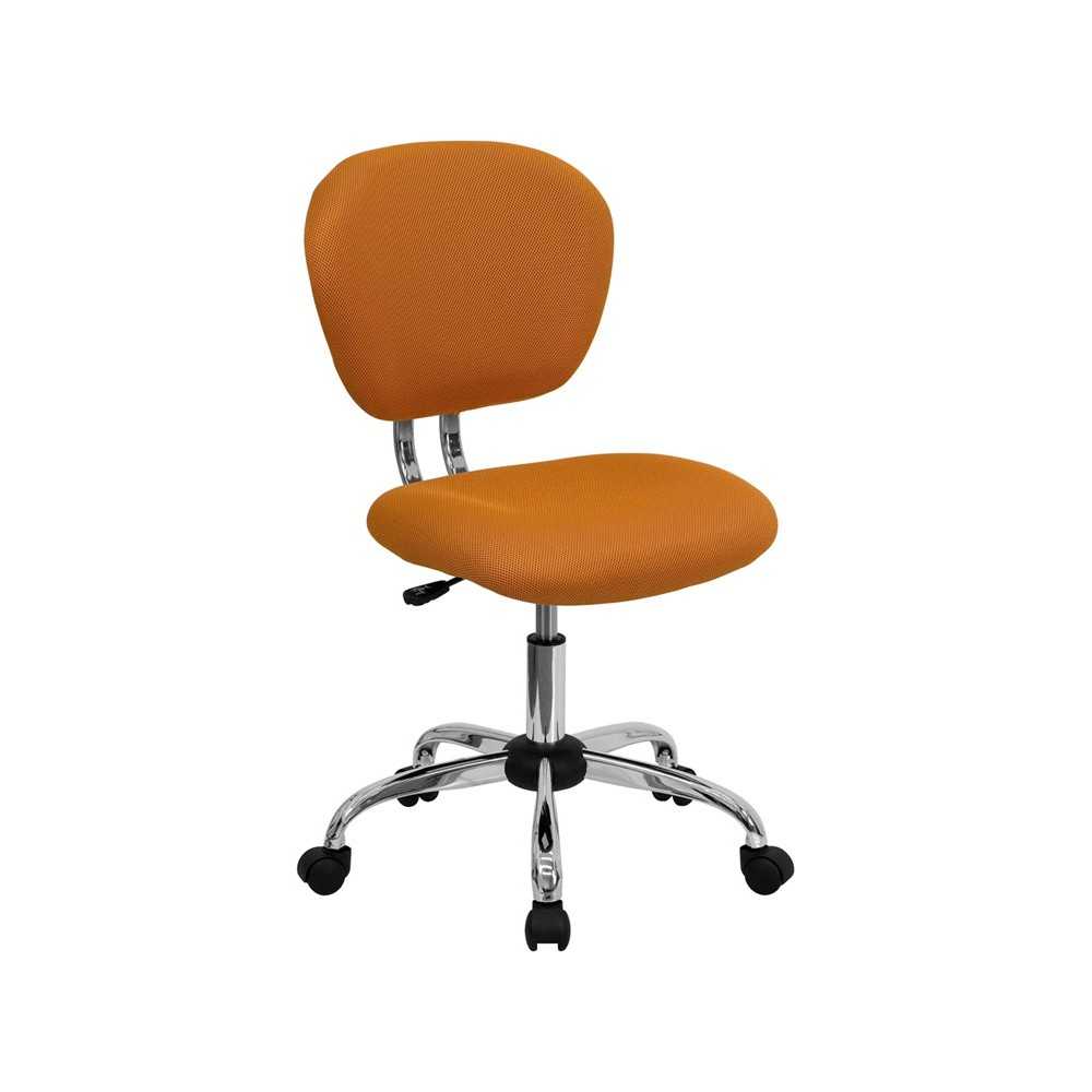 Mid-Back Orange Mesh Padded Swivel Task Office Chair with Chrome Base