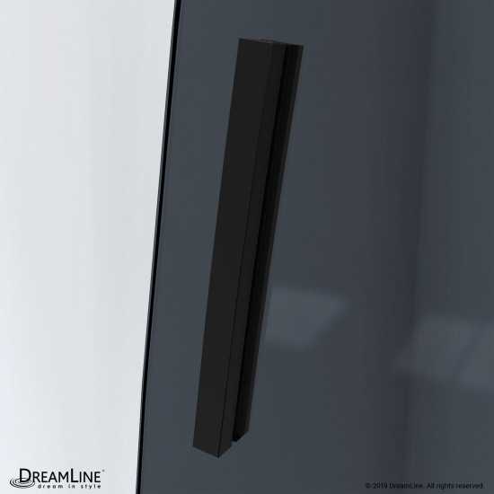 Crest 58-60 in. W x 76 in. H Smoke Gray Glass Frameless Sliding Shower Door in Satin Black