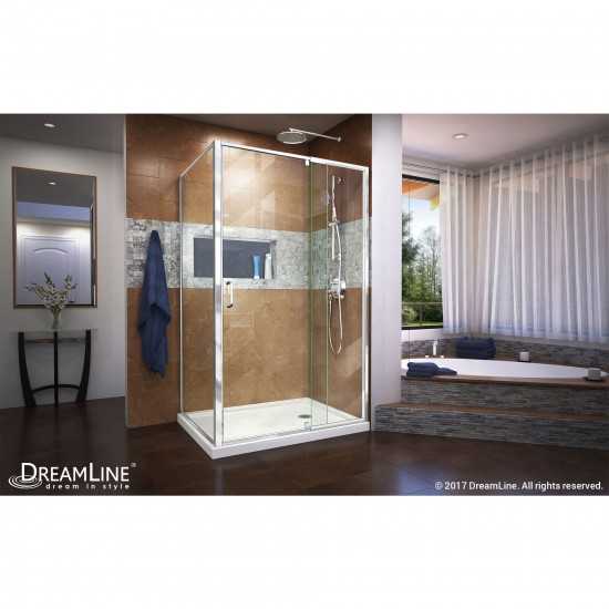Flex 34 1/2 in. D x 38-42 in. W x 72 in H Semi-Frameless Pivot Shower Enclosure in Chrome