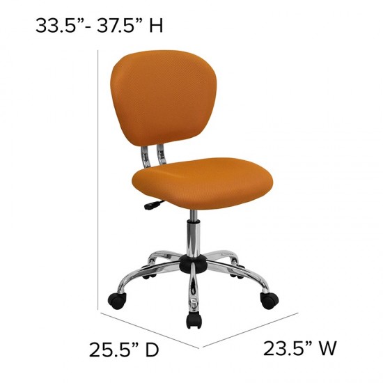 Mid-Back Orange Mesh Padded Swivel Task Office Chair with Chrome Base