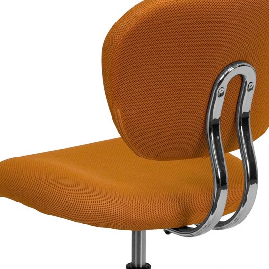 Mid-Back Orange Mesh Padded Swivel Task Office Chair with Chrome Base