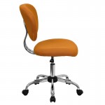 Mid-Back Orange Mesh Padded Swivel Task Office Chair with Chrome Base