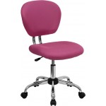 Mid-Back Pink Mesh Padded Swivel Task Office Chair with Chrome Base