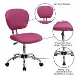 Mid-Back Pink Mesh Padded Swivel Task Office Chair with Chrome Base