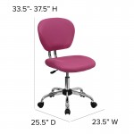 Mid-Back Pink Mesh Padded Swivel Task Office Chair with Chrome Base