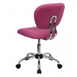 Mid-Back Pink Mesh Padded Swivel Task Office Chair with Chrome Base