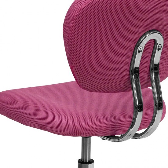 Mid-Back Pink Mesh Padded Swivel Task Office Chair with Chrome Base