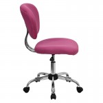 Mid-Back Pink Mesh Padded Swivel Task Office Chair with Chrome Base