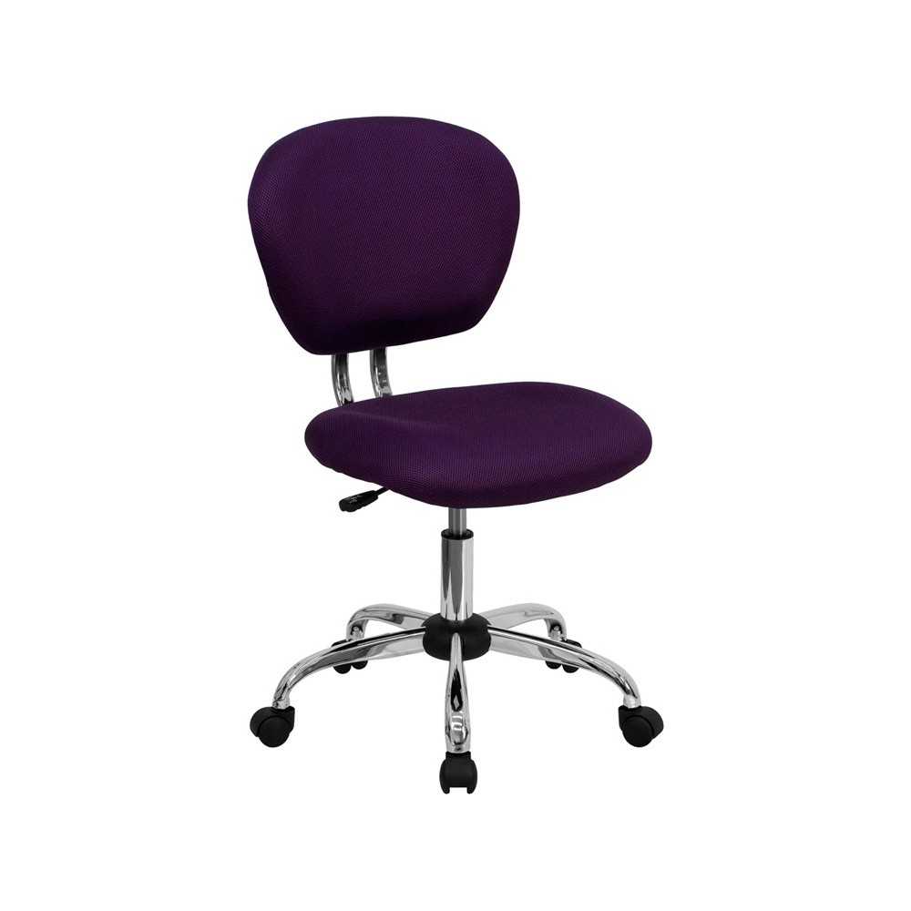 Mid-Back Purple Mesh Padded Swivel Task Office Chair with Chrome Base