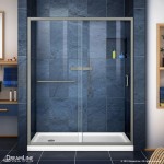 Infinity-Z 30 in. D x 60 in. W x 74 3/4 in. H Clear Sliding Shower Door in Brushed Nickel and Left Drain White Base