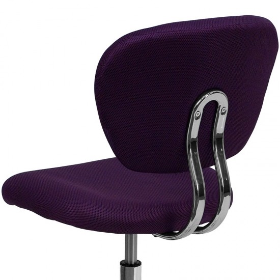 Mid-Back Purple Mesh Padded Swivel Task Office Chair with Chrome Base