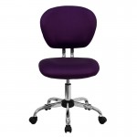 Mid-Back Purple Mesh Padded Swivel Task Office Chair with Chrome Base