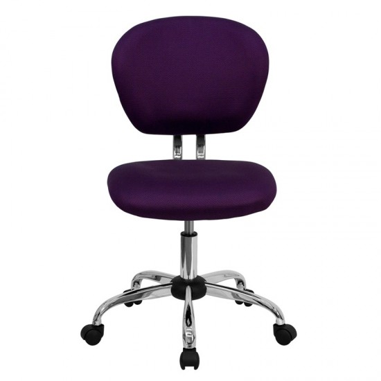 Mid-Back Purple Mesh Padded Swivel Task Office Chair with Chrome Base