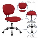 Mid-Back Red Mesh Padded Swivel Task Office Chair with Chrome Base