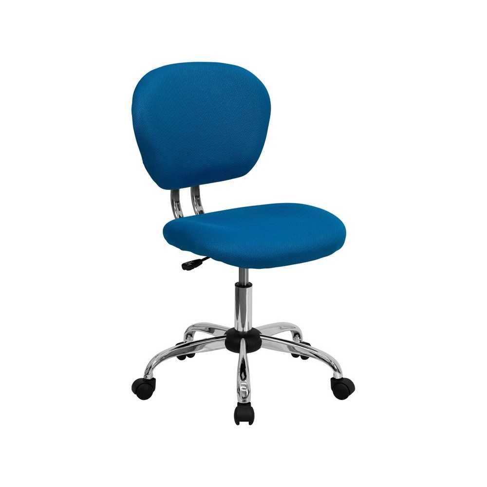 Mid-Back Turquoise Mesh Padded Swivel Task Office Chair with Chrome Base