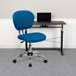 Mid-Back Turquoise Mesh Padded Swivel Task Office Chair with Chrome Base