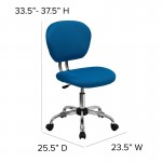 Mid-Back Turquoise Mesh Padded Swivel Task Office Chair with Chrome Base