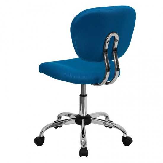 Mid-Back Turquoise Mesh Padded Swivel Task Office Chair with Chrome Base