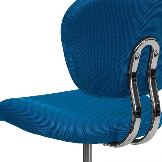 Mid-Back Turquoise Mesh Padded Swivel Task Office Chair with Chrome Base